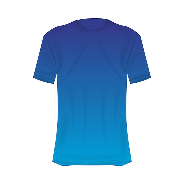 Vektor t-shirt-modell in blauen farben. modell eines realistischen hemdes mit kurzen ärmeln. leere t-shirt-vorlage mit leerem platz für design