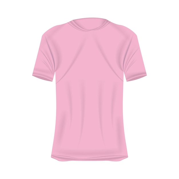 T-shirt-modell in rosa farben. modell eines realistischen hemdes mit kurzen ärmeln. leere t-shirt-vorlage mit leerem raum für design