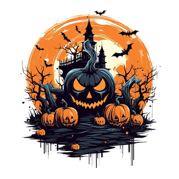 Vektor t-shirt- oder plakatdesign mit einer illustration zum thema halloween
