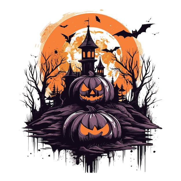 Vektor t-shirt- oder plakatdesign mit einer illustration zum thema halloween