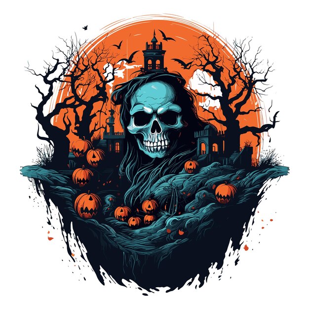 Vektor t-shirt- oder plakatdesign mit einer illustration zum thema halloween