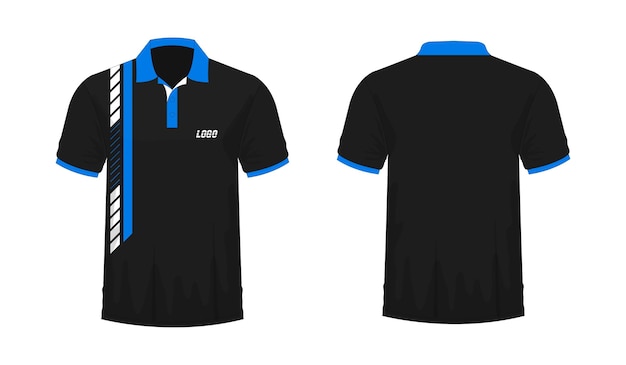 T-shirt polo blau und schwarz vorlage für design auf weißem hintergrund vektor-illustration eps 10