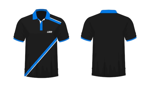 Vektor t-shirt polo blau und schwarz vorlage für design auf weißem hintergrund vektor-illustration eps 10
