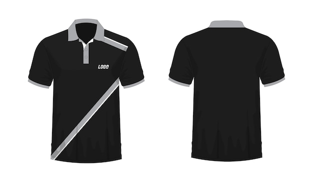 T-shirt polo graue und schwarze vorlage für design auf weißem hintergrund. vektorillustration env 10.
