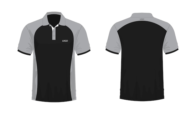 T-Shirt Polo graue und schwarze Vorlage für Design auf weißem Hintergrund. Vektorillustration ENV 10.