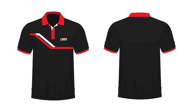 T-shirt polo rot und schwarz vorlage für design auf weißem hintergrund vektor-illustration eps 10
