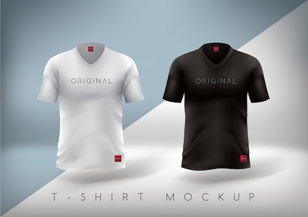 T-Shirt schmal geschnitten mit V-Ausschnitt.