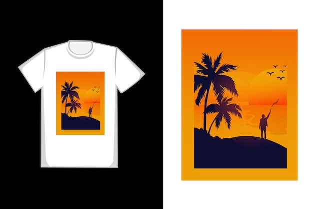 T-shirt sonnenuntergang am strand