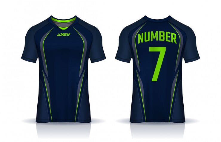 Vektor t-shirt sport design vorlage, fußball trikot modell für fußballverein. einheitliche vorder- und rückansicht.