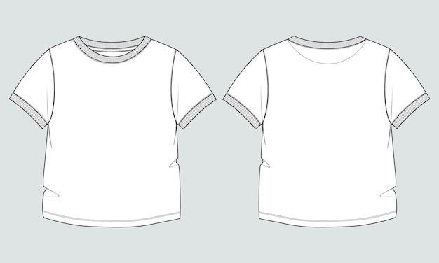 Vektor t-shirt technische mode flache skizzenvektor-illustrationsschablone für kinder