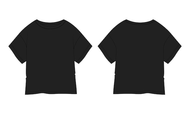 Vektor t-shirt-tops vektorillustration schwarze farbvorlage für damen