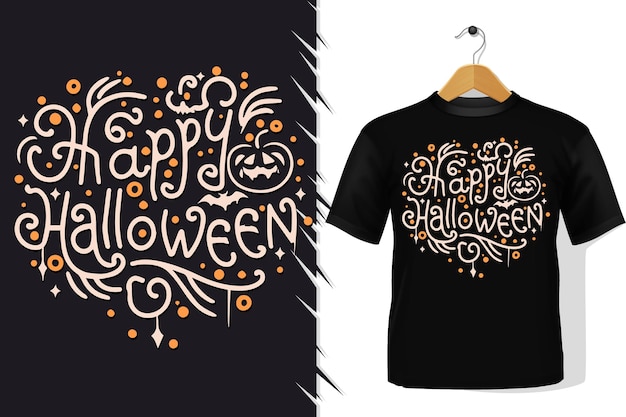 Vektor t-shirt und kleidung trendiges halloween zitiert buntes typografie-design