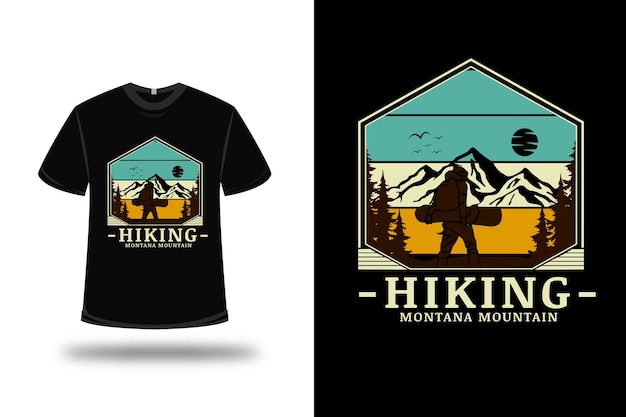 T-shirt wandern montana berg farbe grün gelb und braun
