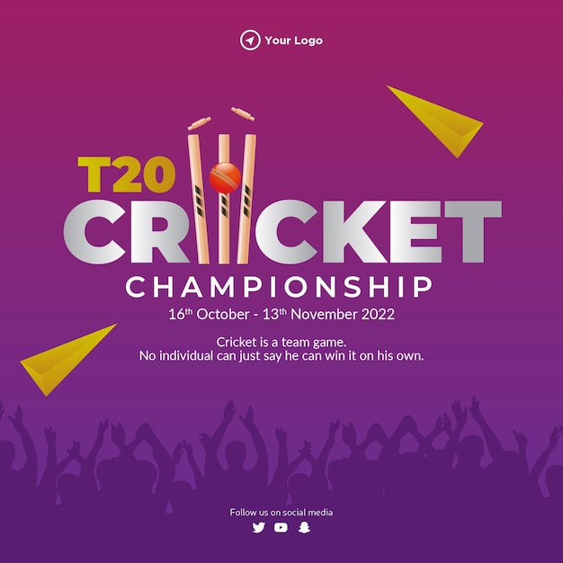 T20 cricket-meisterschaftsbanner-designvorlage