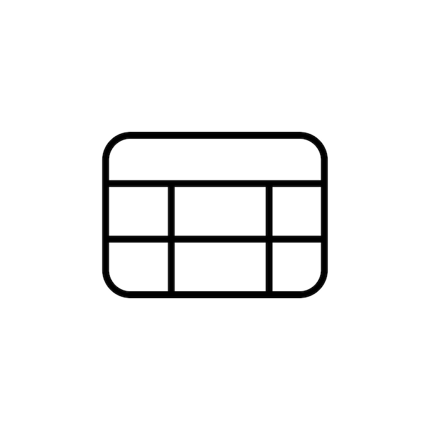 Tabellenlayout-Symbolsatz Web-Excel-Datentabelle Vektorsymbol Tabellentabelle lineare Datenbankdiagrammzeichen im ausgefüllten und umrissenen Stil