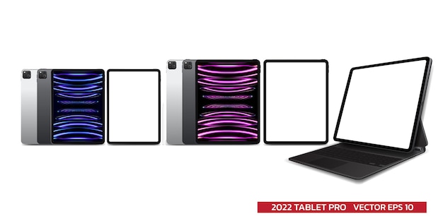 Vektor tablet 2022 mock-up der vorderansicht des beliebten tablets und der realistischen vektorillustration des leeren displays