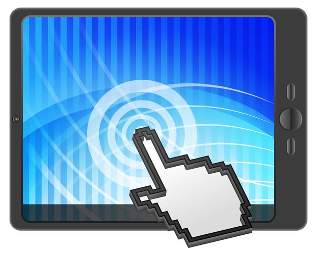 Vektor tablet mit handcursor