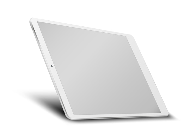 Tablet-PC-Computer mit leerem Bildschirm lokalisiert auf weißem Hintergrund.