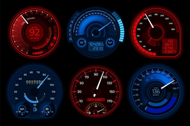 Tachometer Auto-Tachometer Auto-Boost-Dashboard Isolierter Kreis Auto- oder Motorradleistung Geschwindigkeitssteuertafeln neuer Vektorsatz