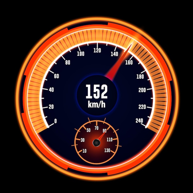 Tachometer mit orange bar und neon sparkles