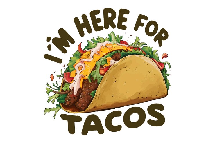 Vektor taco-liebhaber vereinen sich, ich bin hier für tacos