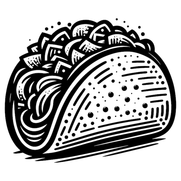 Vektor tacos fast food silhouette vektorlinie kunst illustration skizze stil