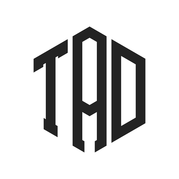 TAD-Logo-Design Anfangsbuchstaben TAD-Monogramm-Logo in sechseckiger Form