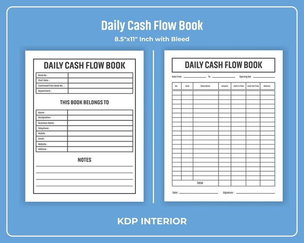 Vektor tägliches cashflow-buch kdp interior