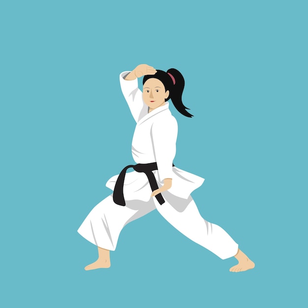 Taekwondo-Karate-Frauen beginnen mit Kudakuda