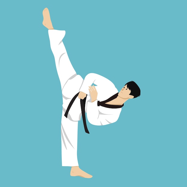 Taekwondo-Mann vorne treten
