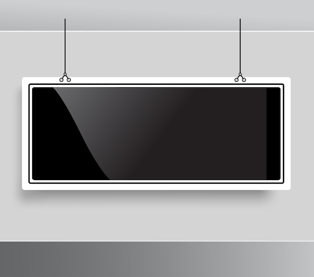 Tafel hängt von der Decke Glänzendes modernes stilvolles leeres Tafelschablonenmodell Platzieren Sie Textlogo-Fotoprodukt