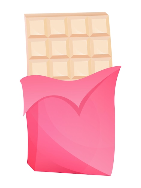 Tafel weiße schokolade auf einem weißen hintergrund isoliert schokolade in einem rosa wrapper