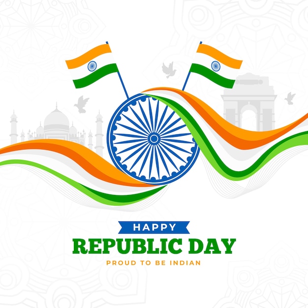 Tag der indischen Republik im flachen Design