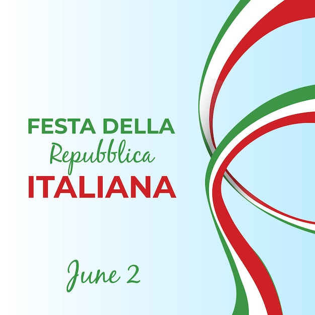 Tag der italienischen republik 2. juni festa della repubblica italiana gebogenes winkendes band in den farben der italienischen nationalflagge hintergrund der feier