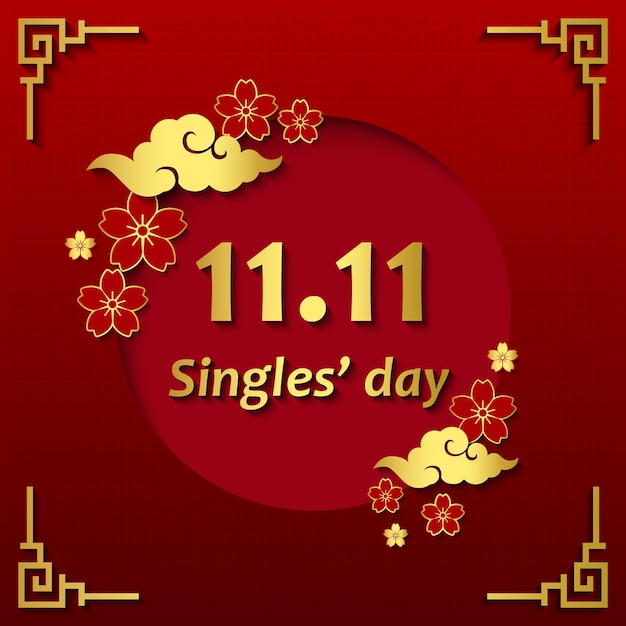 Tag der roten und goldenen singles im chinesischen stil.