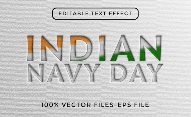 Tagestext der indischen marine. bearbeitbare texteffekt-premium-vektoren