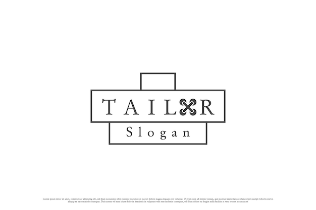 Tailor stamp logo design illustration nähnadel silhouette nähstempel label abzeichen aufkleber