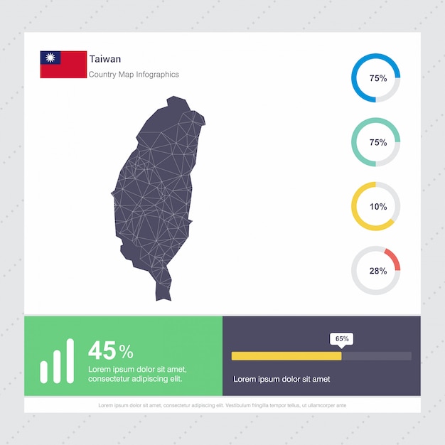 Taiwan karte & flagge infografik vorlage