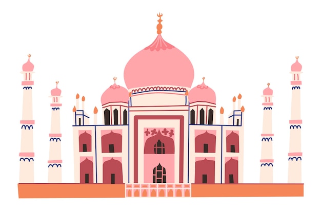 Vektor taj mahal indisches nationales architektonisches wahrzeichen in delhi mausoleum des mumtaz mahal