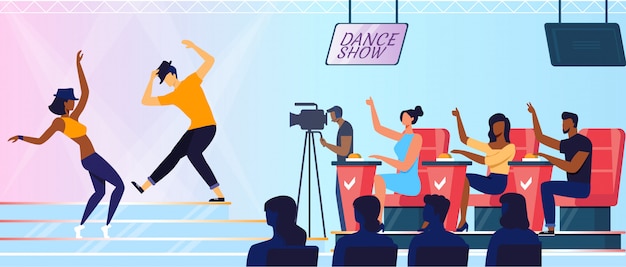 Talent Show Recording Flat Vector Illustration