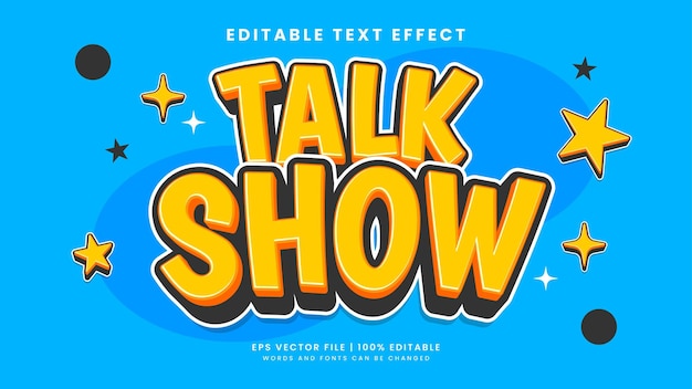 Talkshow 3D-bearbeitbare Texteffekte im Retro-Stil der 90er Jahre