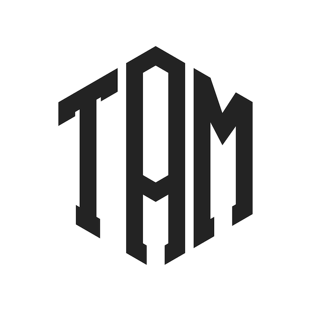 TAM-Logo-Design Anfangsbuchstaben TAM-Monogramm-Logo in sechseckiger Form