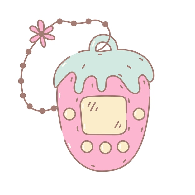 Tamagotchi erdbeerformvektor-illustration