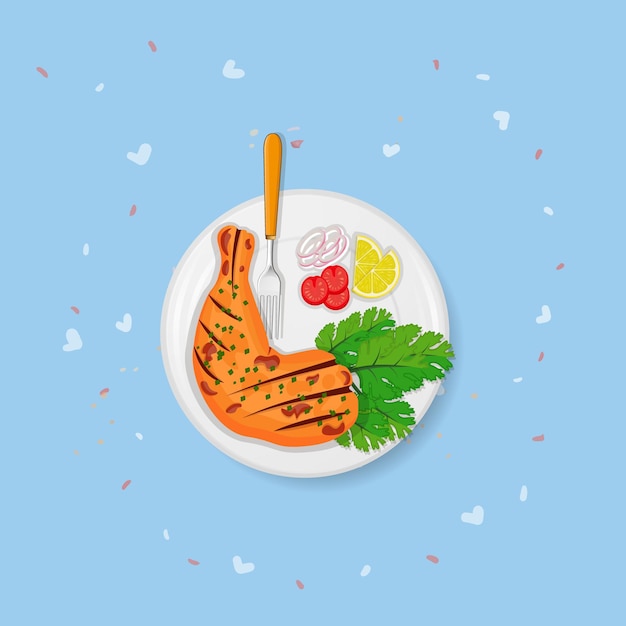 Tandoori Chicken, Premium Delicious Asian Food ClipArt mit modernem Hintergrund