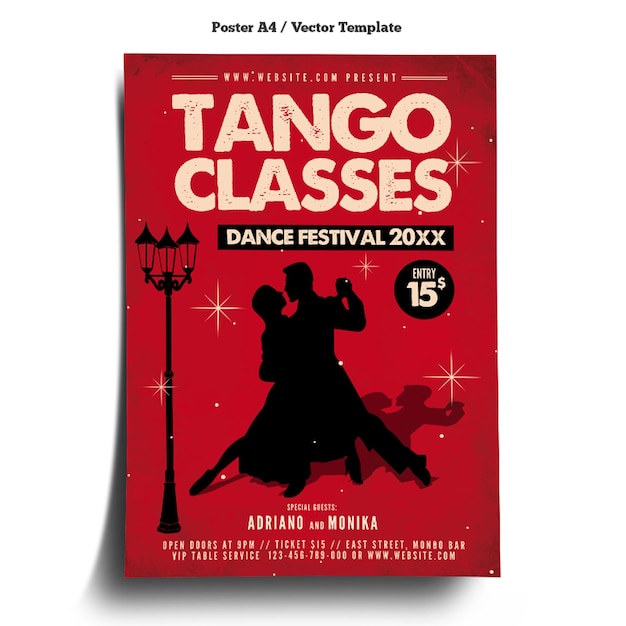 Vektor tango-klassen-poster-vorlage