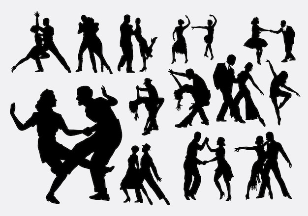 Tango und salsa tanz silhouette