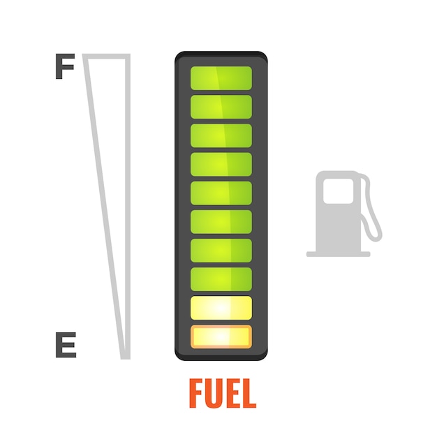 Vektor tankanzeige im tank des auto-symbols.