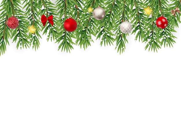 Tannenzweige mit Schnee. Frohe Weihnachten und Neujahr Winter Hintergrund. Vektor-Illustration EPS10