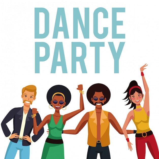 Tanzparty disco menschen cartoons