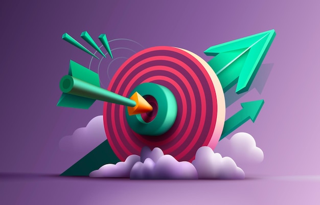 Target landing page banner geschäft 3d-symbol vektor